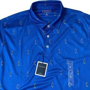 Club Room Tech Polo Golf Shirt Men Size XL Blue Golfer Print Pickleball NWT Gift